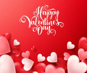 Heart shape valentine card with red background vector 04