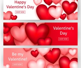 Heart shape valentine day banners vectors