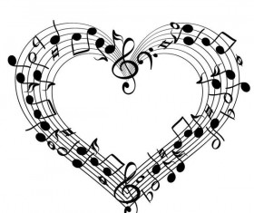 Heart shape with musical symbols vector