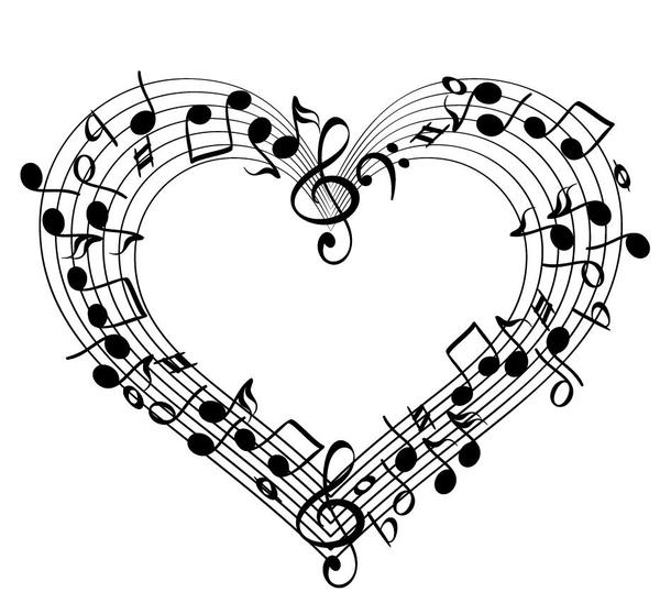 Heart shape with musical symbols vector