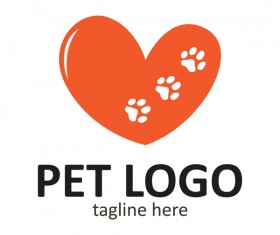 Heart shape with pet logo vector 01