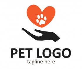 Heart shape with pet logo vector 02