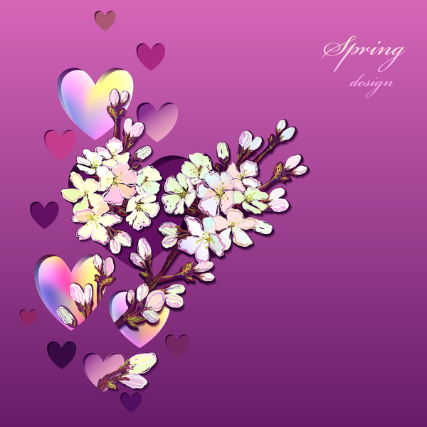 Heart with spring flower vector