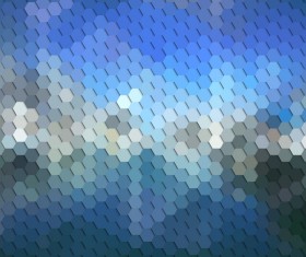Hexagon pattern with blurs background vector set 03