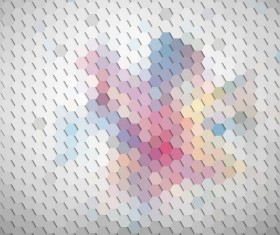 Hexagon pattern with blurs background vector set 06