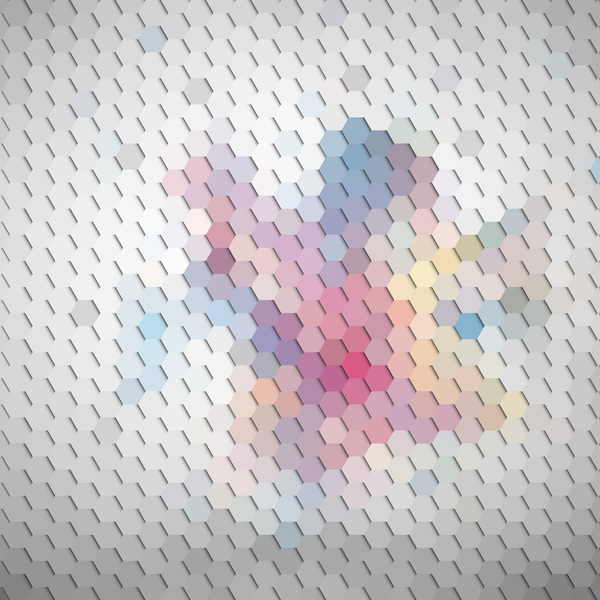 Hexagon pattern with blurs background vector set 06