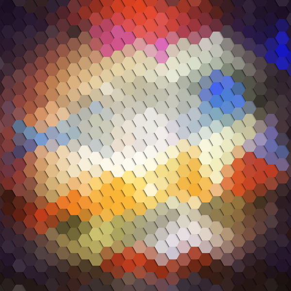 Hexagon pattern with blurs background vector set 07
