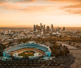 High-angle shooting baseball stadium Stock Photo