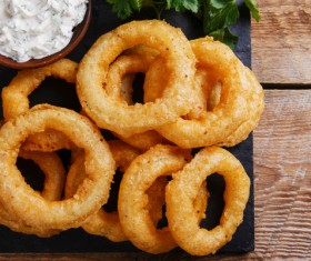 Home-made fried onion rings Stock Photo 04