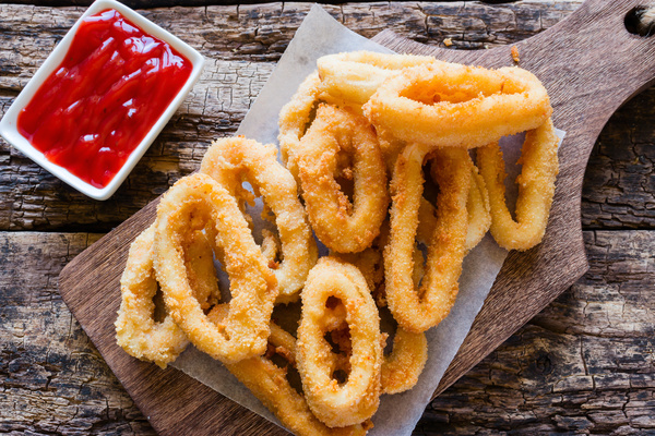 Home-made fried onion rings Stock Photo 06