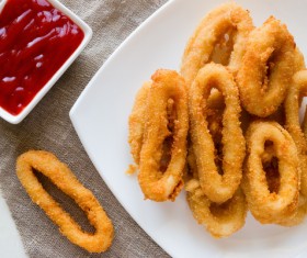 Home-made fried onion rings Stock Photo 07
