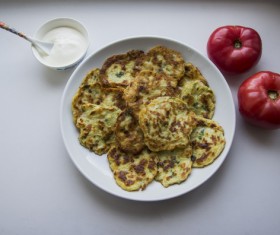 Homemade delicious zucchini fritters Stock Photo 01