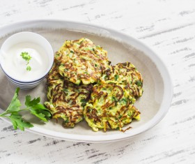 Homemade delicious zucchini fritters Stock Photo 02