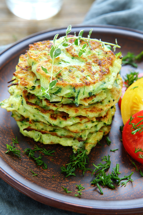 Homemade delicious zucchini fritters Stock Photo 03