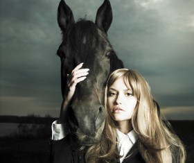 Horse and woman Stock Photo 01