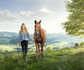 Horse and woman Stock Photo 02