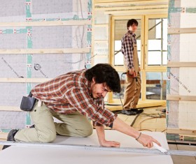 Interior decoration workers Stock Photo