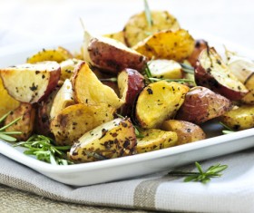Italian herbs roasted potatoes Stock Photo 01