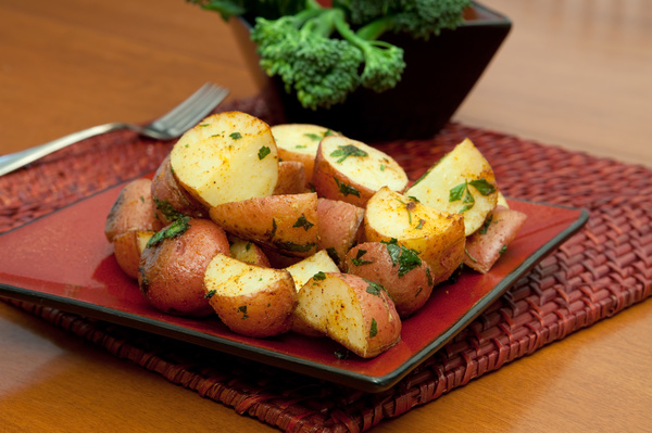Italian herbs roasted potatoes Stock Photo 02
