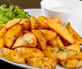 Italian herbs roasted potatoes Stock Photo 03