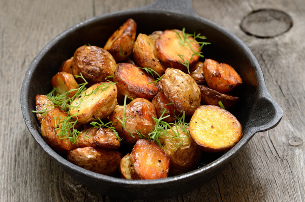 Italian herbs roasted potatoes Stock Photo 04