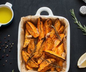 Italian herbs roasted potatoes Stock Photo 07