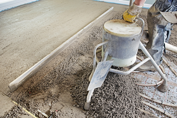 Laying concrete floor Stock Photo