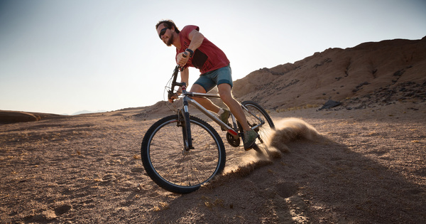 Man riding mountain bike Stock Photo