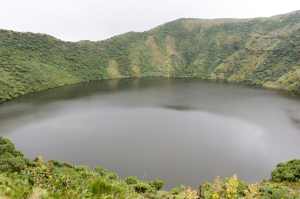 Meteorite crater forms natural lake landscape Stock Photo 01