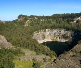 Meteorite crater forms natural lake landscape Stock Photo 02