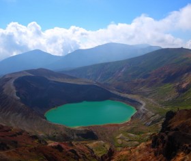 Meteorite crater forms natural lake landscape Stock Photo 03