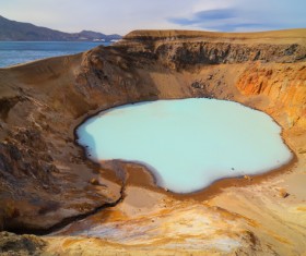 Meteorite crater forms natural lake landscape Stock Photo 04