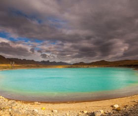 Meteorite crater forms natural lake landscape Stock Photo 05