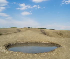 Meteorite crater forms natural lake landscape Stock Photo 06