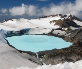 Meteorite crater forms natural lake landscape Stock Photo 07