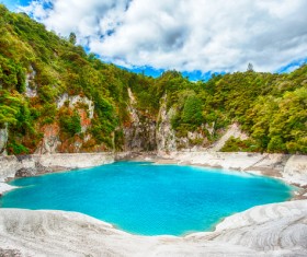 Meteorite crater forms natural lake landscape Stock Photo 08