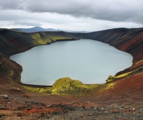 Meteorite crater forms natural lake landscape Stock Photo 09