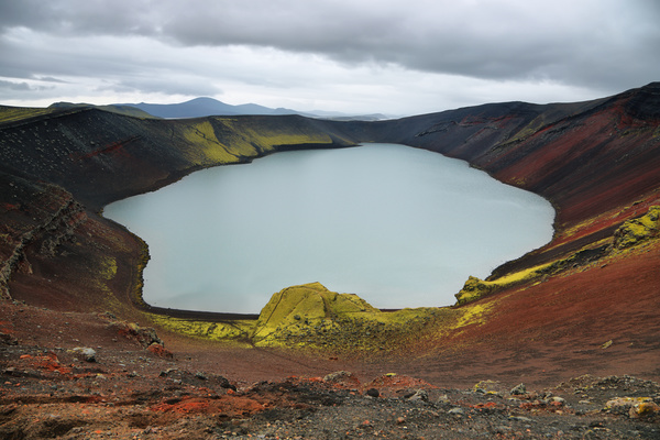 Meteorite crater forms natural lake landscape Stock Photo 09