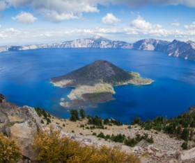 Meteorite crater forms natural lake landscape Stock Photo 10