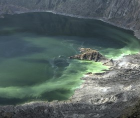 Meteorite crater forms natural lake landscape Stock Photo 11