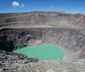 Meteorite crater forms natural lake landscape Stock Photo 12