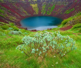 Meteorite crater forms natural lake landscape Stock Photo 13