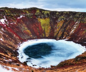 Meteorite crater forms natural lake landscape Stock Photo 14