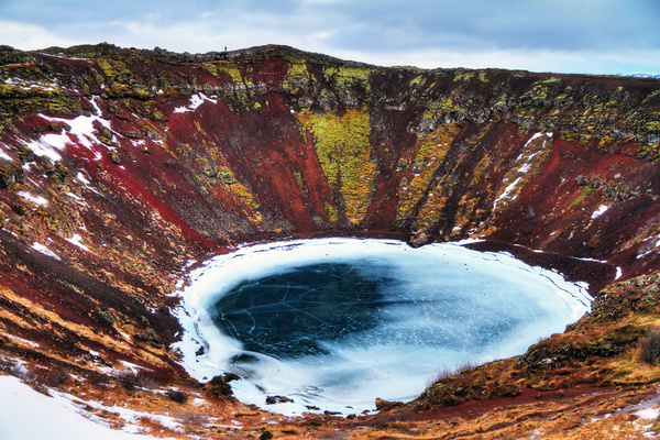 Meteorite crater forms natural lake landscape Stock Photo 14