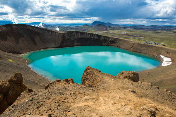 Meteorite crater forms natural lake landscape Stock Photo 15