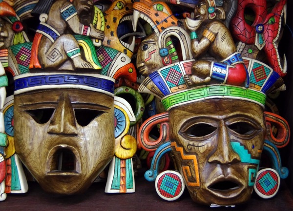 Mexican wooden craft mask Stock Photo