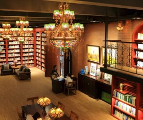 Modern decorative library Stock Photo