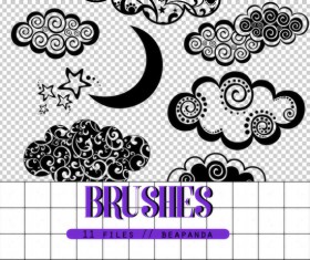 Moon and Clouds Photoshop Brushes