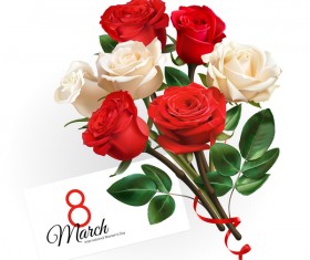 Mothers Day card with red rose vector 04