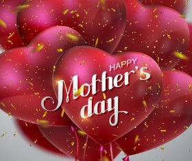 Mothers day card with heart shape balloons vector 01
